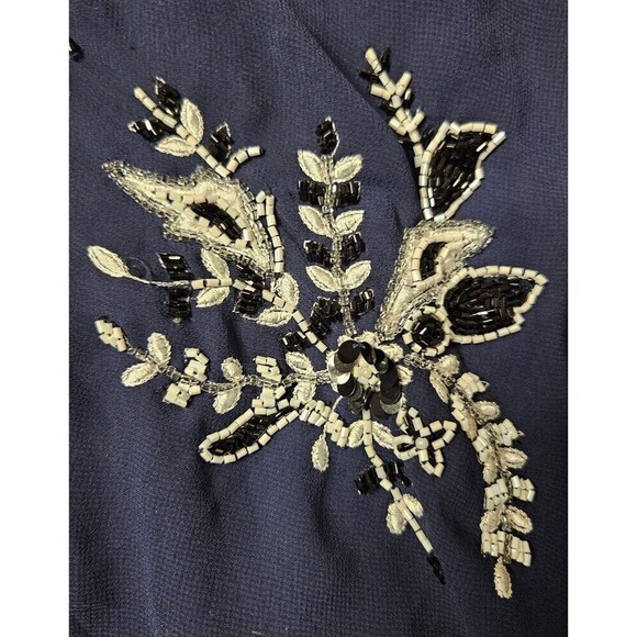 ASOS Skater Dress Embroidered Floral Beaded Sequin Mini With Collar Size 8 - Picture 5 of 12